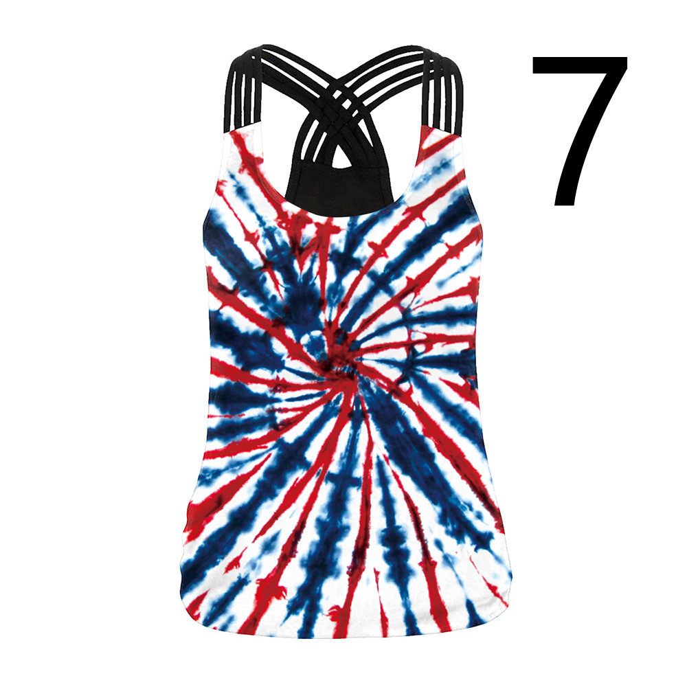 Women's Tie-dye Digital Print Back Hollow Vest