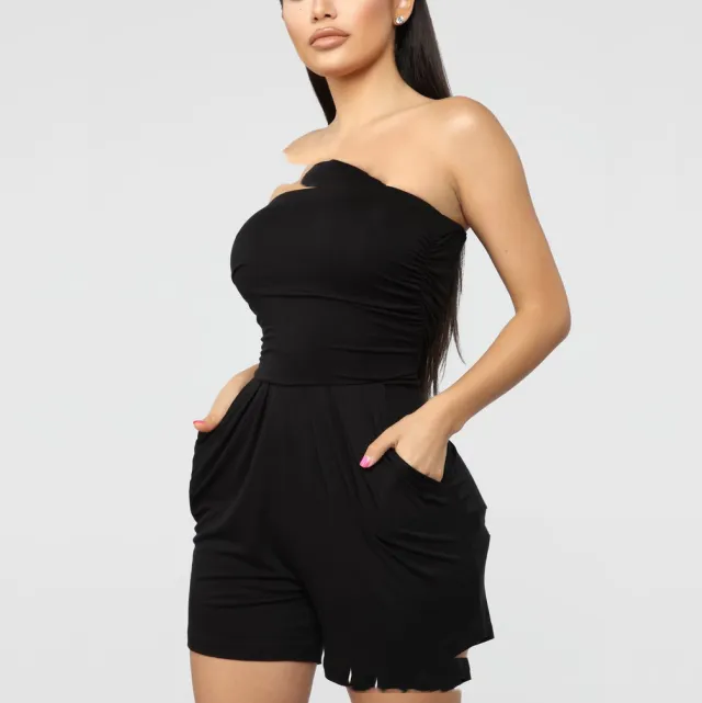 Sexy Wrapped Chest And Comfortable Home Jumpsuit Black - Shop at LoveMi