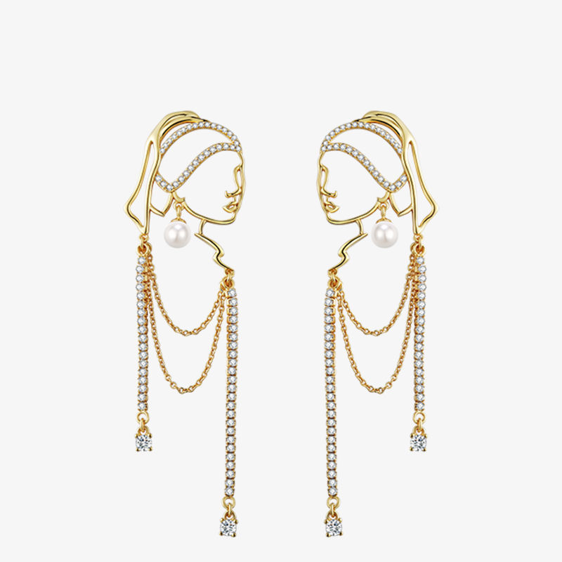 Exaggerated European And American Personality And Creative French Long Tassel Earrings