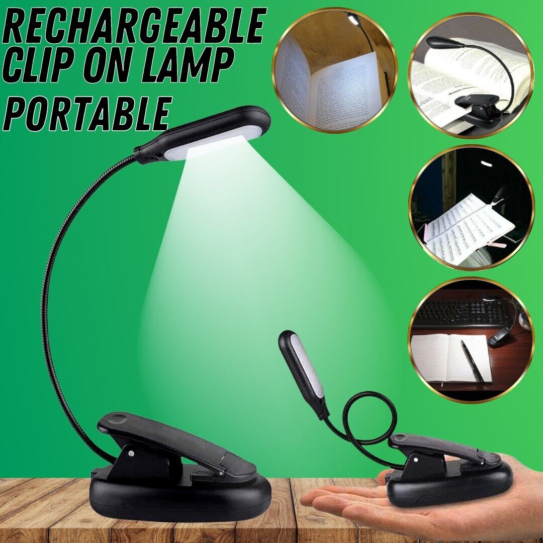 Clip On LED Light for Book Reading. we ship only inside the US, USPS First Class Package 2 Day Handling , 2-5 Day Shipping. Rechargeable Book Light, Clip on LED Table Desk Lamp, Portable Reading Lamp, Office Work Bed Light for Kids, Bookworms, Students by