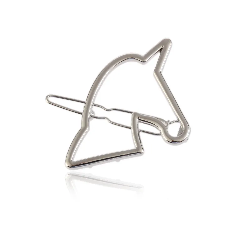 Geometric Triangle Metal Hair Clip Moon Bangs Clip - Pony Head Silver