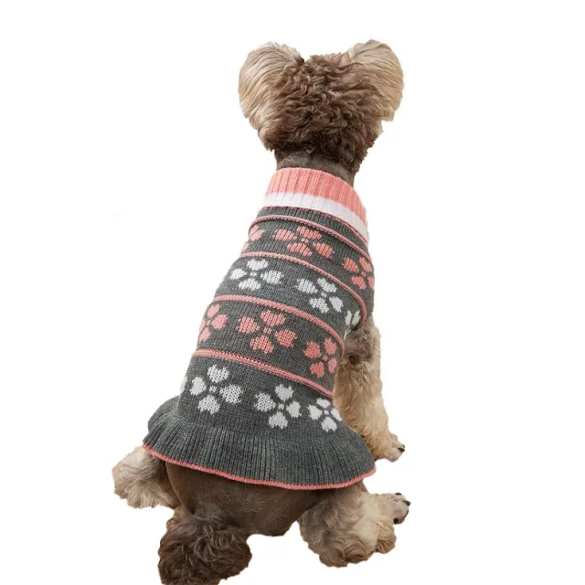 New Dog Dress Autumn Winter Star Wave Cat Grey B - Shop at LoveMi