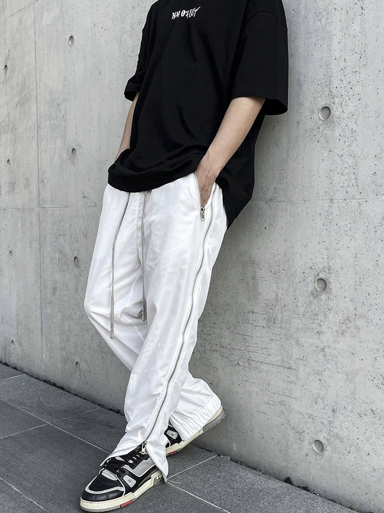 Straight Loose Fit Sweatpants With Side Zip Slits