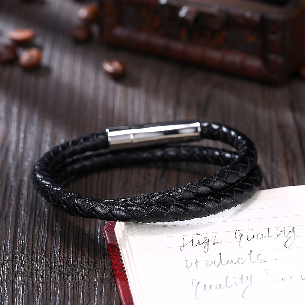 Personality Simple Punk Leather Men's Braided Bracelet