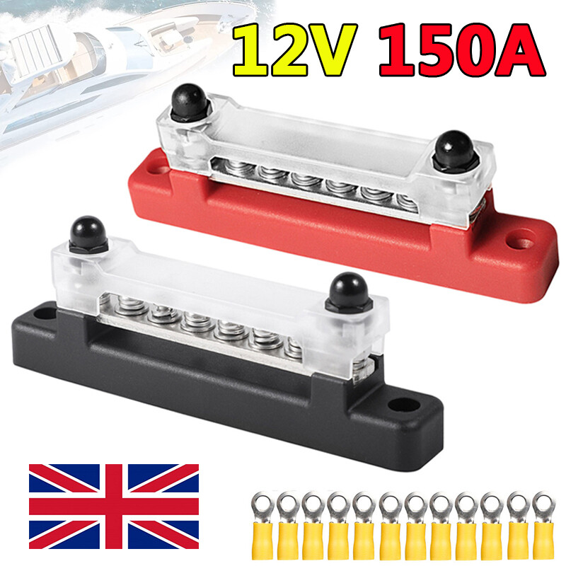 2X 12 Terminal Block Bus Bar & Cover 12V Distribution Auto Boat Power W — image 6