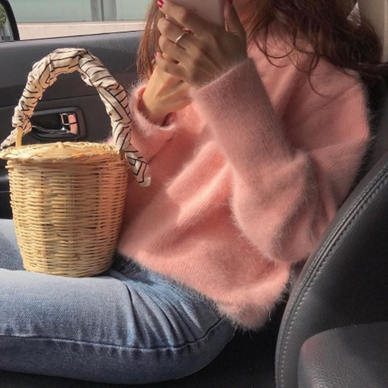 Title 4, Candy Color Casual Versatile Mink Cashmere Swea...