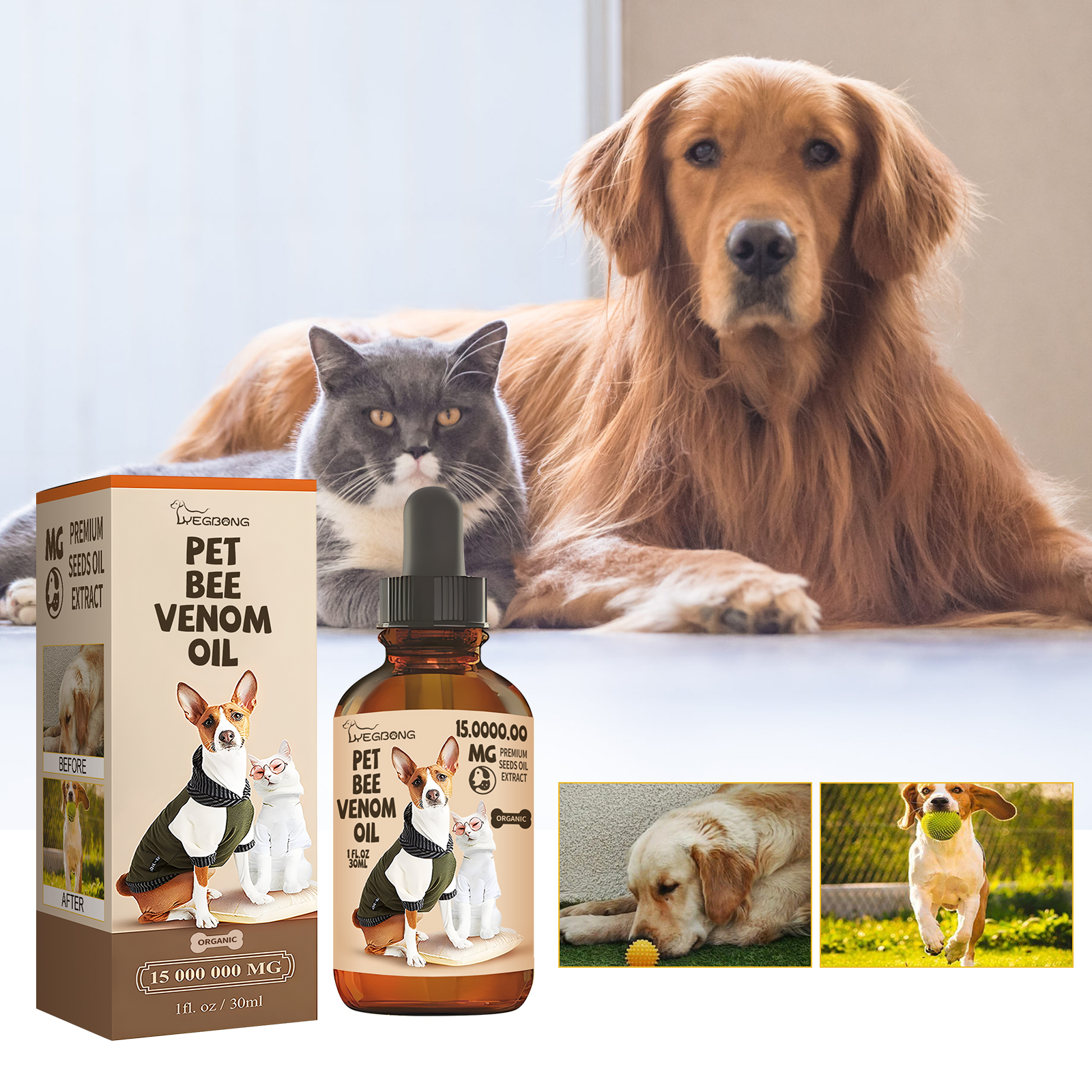 Pet Bee Joint Oil For Dogs & Cats, Joint Support Supplement Oil Relief Joint Discomfort, Improve Mobility & Repair Joint Tissue, 30ml — foto 3