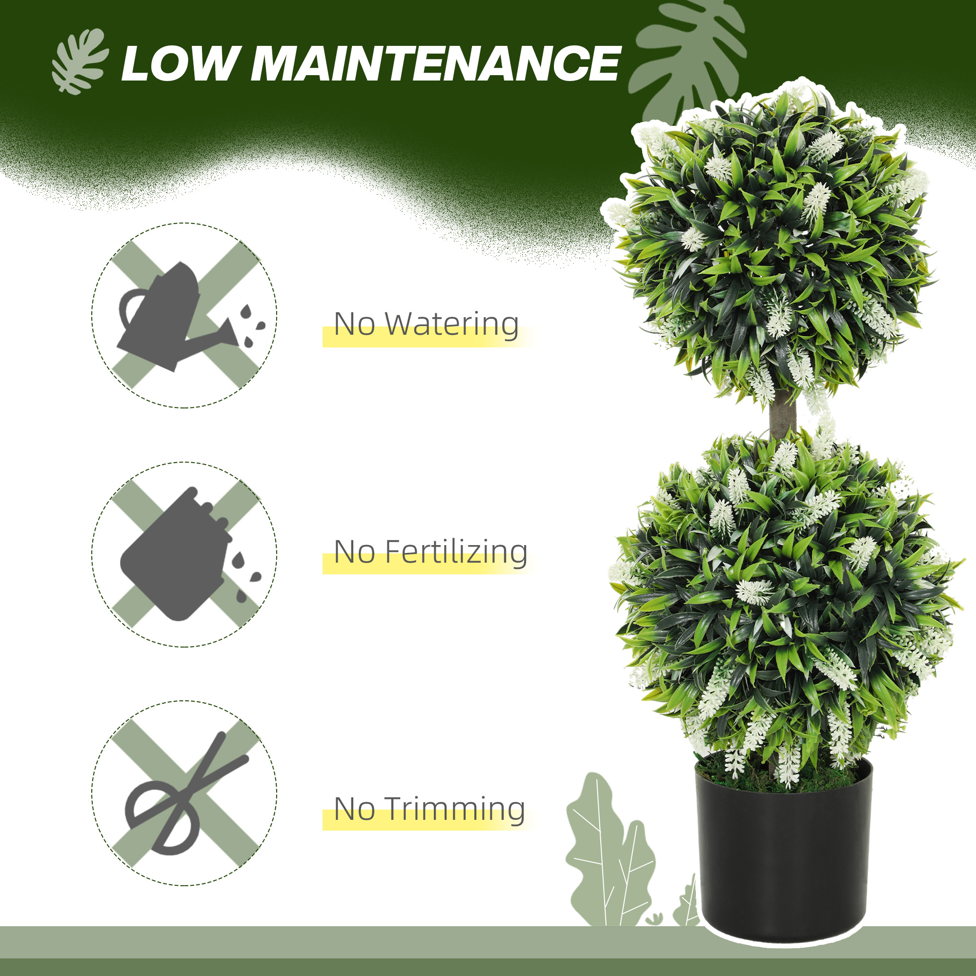Two-piece Decorative Artificial Plant Ball Tree, With Lavender Potted Plants — image 3
