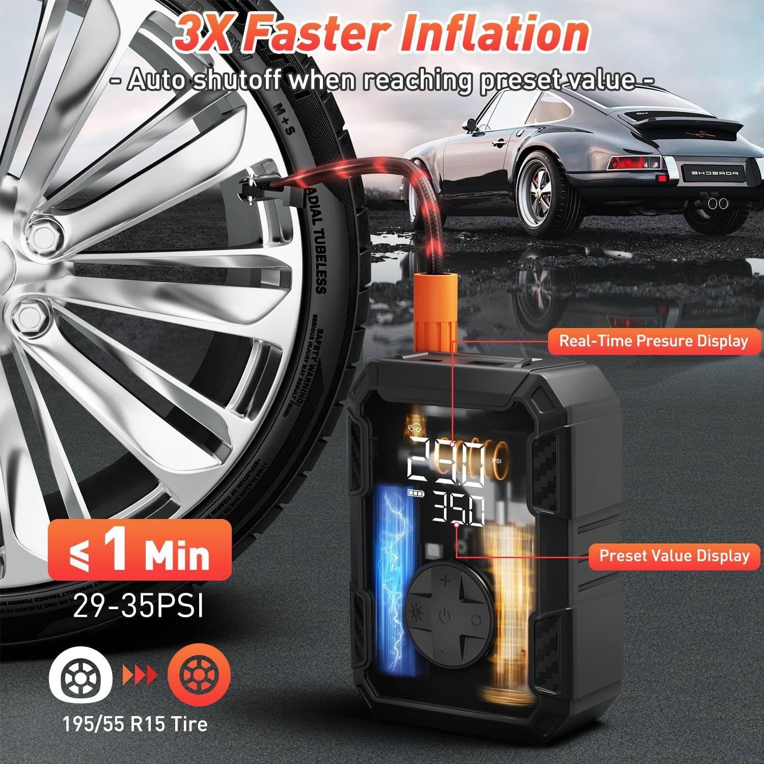 Car Tyre Inflator Cordless Digital USB Rechargeable Tire Air Compressor Pump — image 5