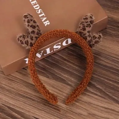 Fashion Leopard Print Antlers Headband Brown Leopard Hair Band - Shop at LoveMi