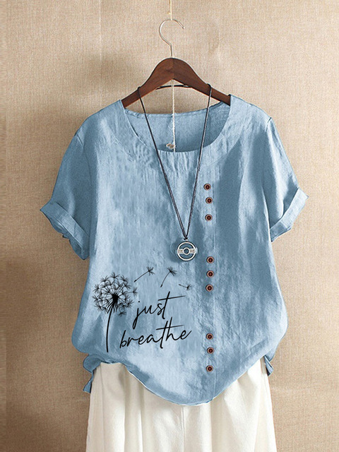 Title 5, New Summer Fashion Casual Print Vintage Round N...