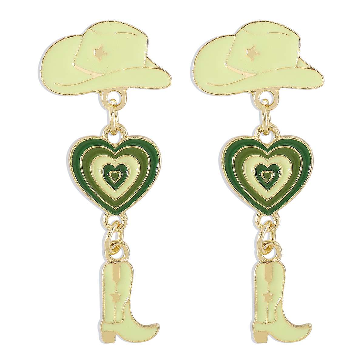 Title 1, Hat Love Cowboy Boot Dripping Multi-layer Earri...