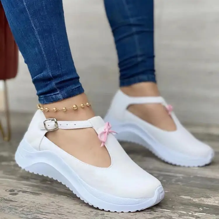 Women's Fashion Casual One Word Buckle Single Shoes