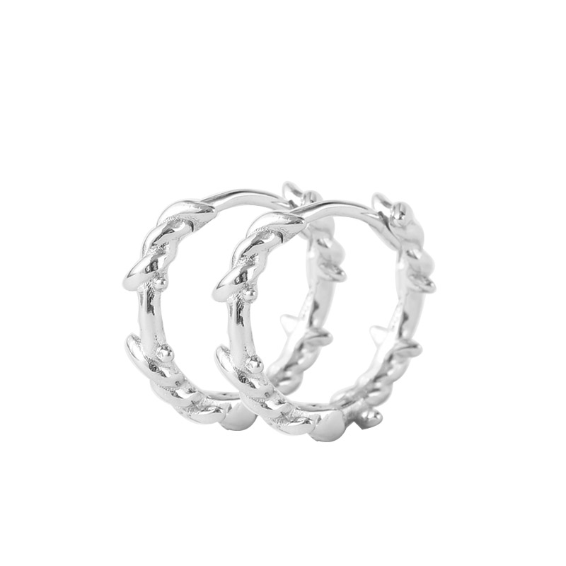 Silver Thorn Ear Buckle Men's Personality Earrings Simple Women