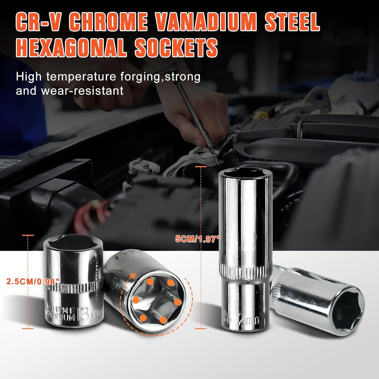 53 Pcs Drive Socket Set&Tool Sets Ratchet Wrench Set With Bit — image 2
