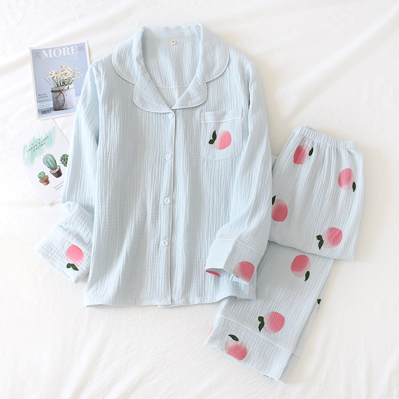 Title 4, Ladies Pajamas Cotton Yarn Double-layer Thin ...