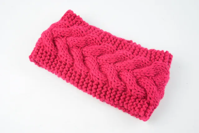 Twist Knitted Wool Headband With Ear Protection Headgear Rose Red - Shop at LoveMi