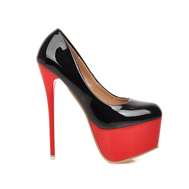 High Heels Women's Stiletto Platform Platform Thick Sole Shallow Mouth Black