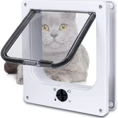 Interior Cat Door Rotary Lock Magnetic Closure Indoor Pet Door For Up Cats And Doggie Weatherproof Large Cat Door - White - View 1