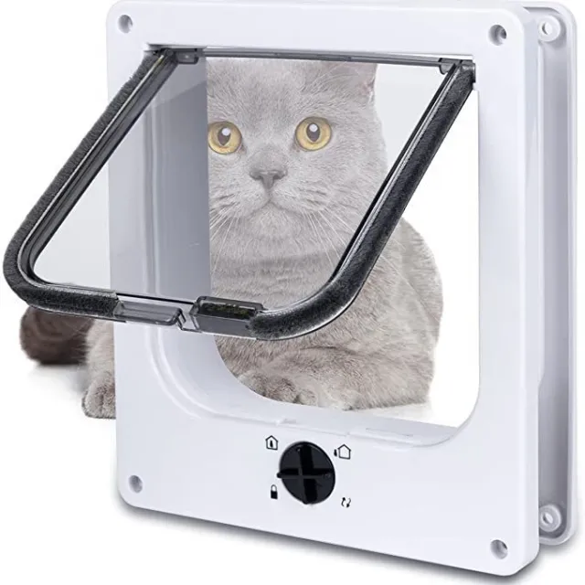 Interior Cat Door Rotary Lock Magnetic Closure Indoor Pet Door For Up Cats And Doggie Weatherproof Large Cat Door White - Shop at LoveMi