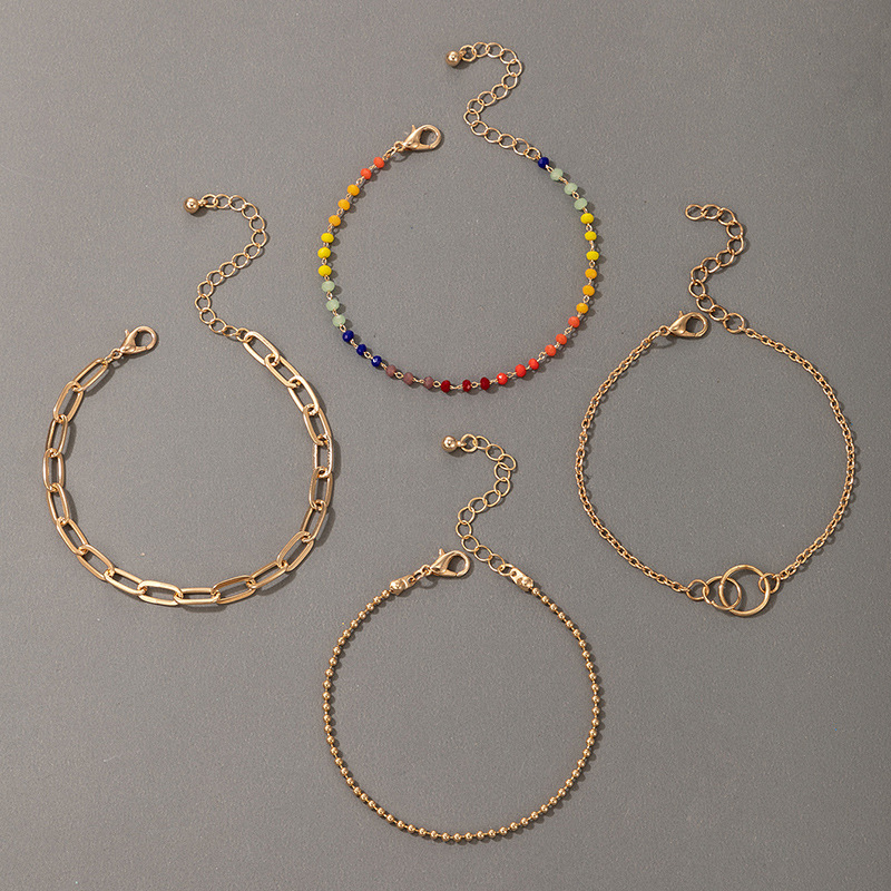 Color Circle Chain 4-piece Set Rice Bead Ladies Beach Bracelet