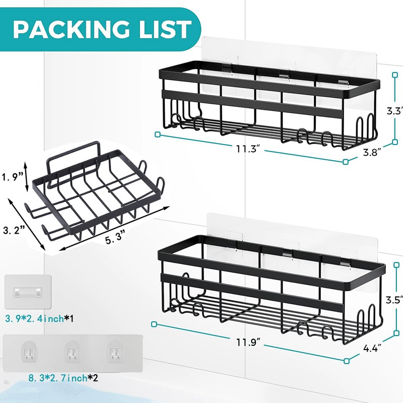 3x Self Adhesive Bathroom Shower Caddy Shelf Rack Storage