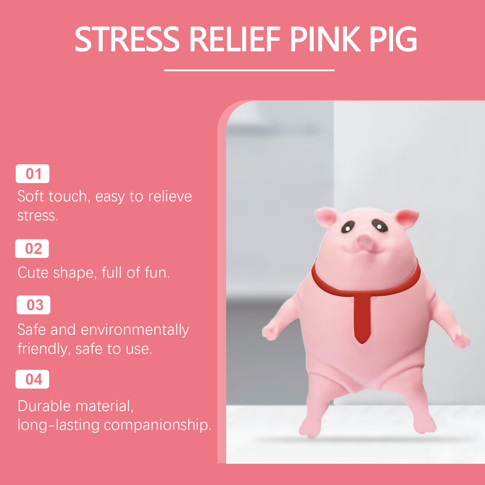 Cute Stress Relief Pig Squeeze Toy, TPR Fidget Toy For Anxiety Relief