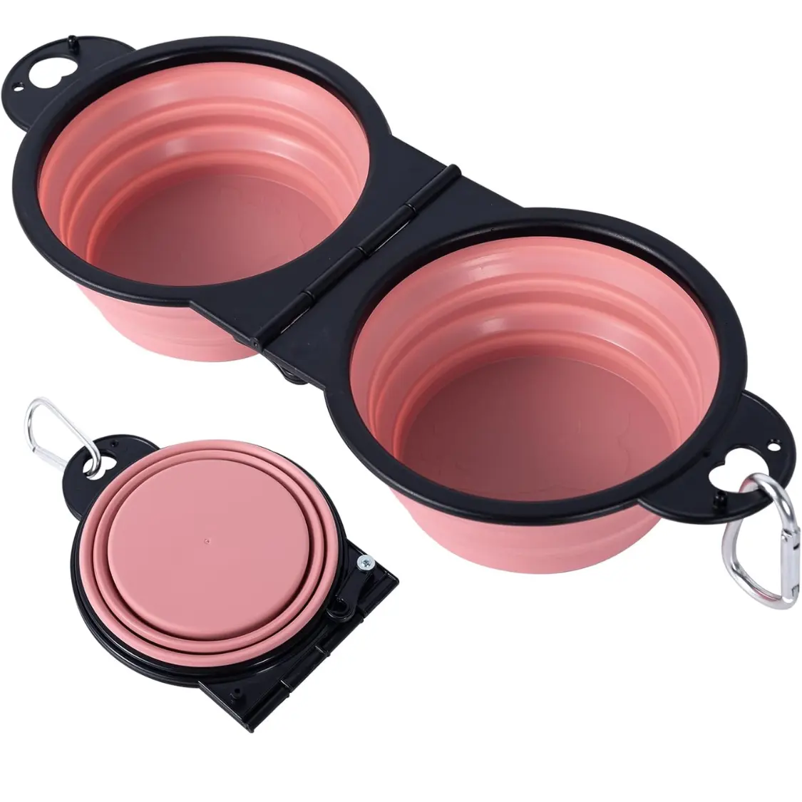 Collapsible Dog Dual Bowls Reinforced Rim 180