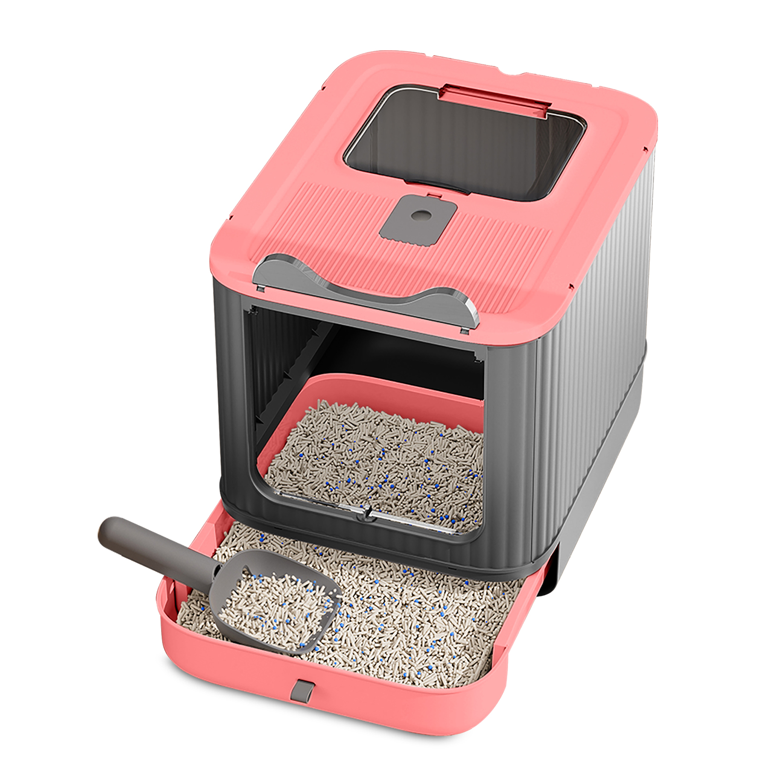 Enclosed Litter Box with Easy-Clean Drawer