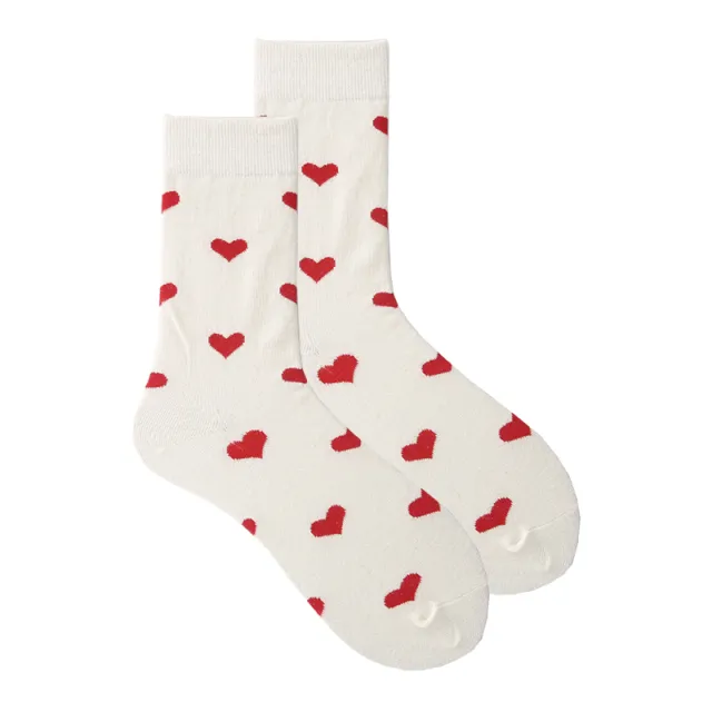 Tube Socks Female With Hearts Sweet Long Socks Red Love - Shop at LoveMi