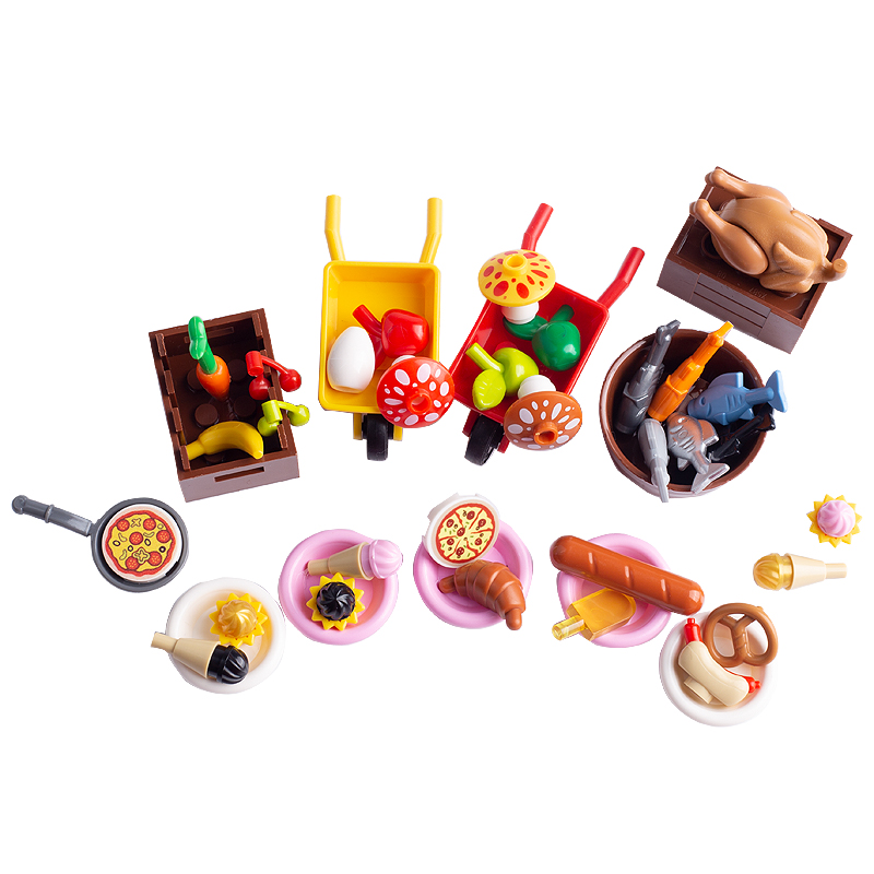Accessories Food Handheld Props Bread Small Particles Assembling Building Blocks Toys