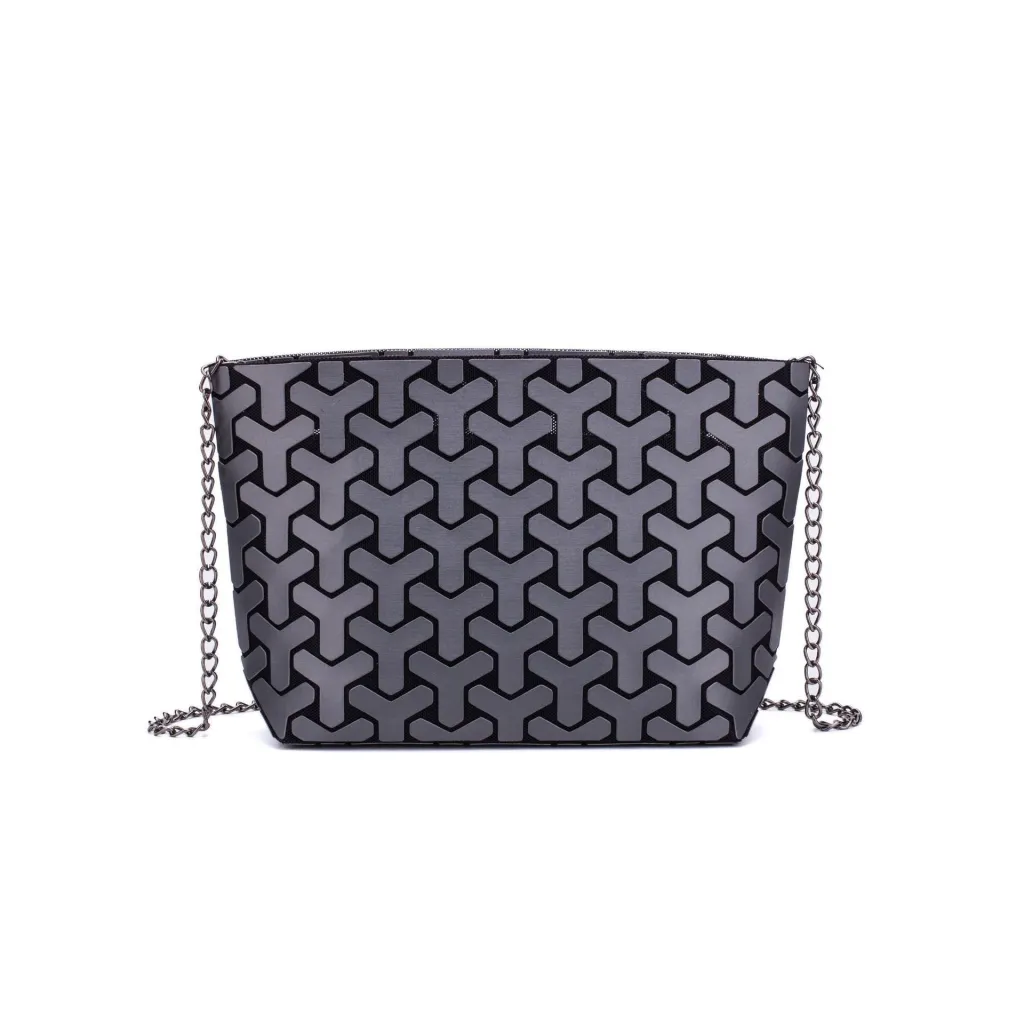 Women's Geometric Rhombus Shoulder Bag Foldable - Black