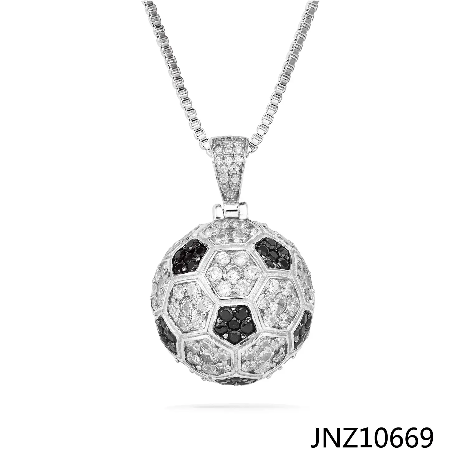 Football Sports Pendant Zircon-laid Necklace