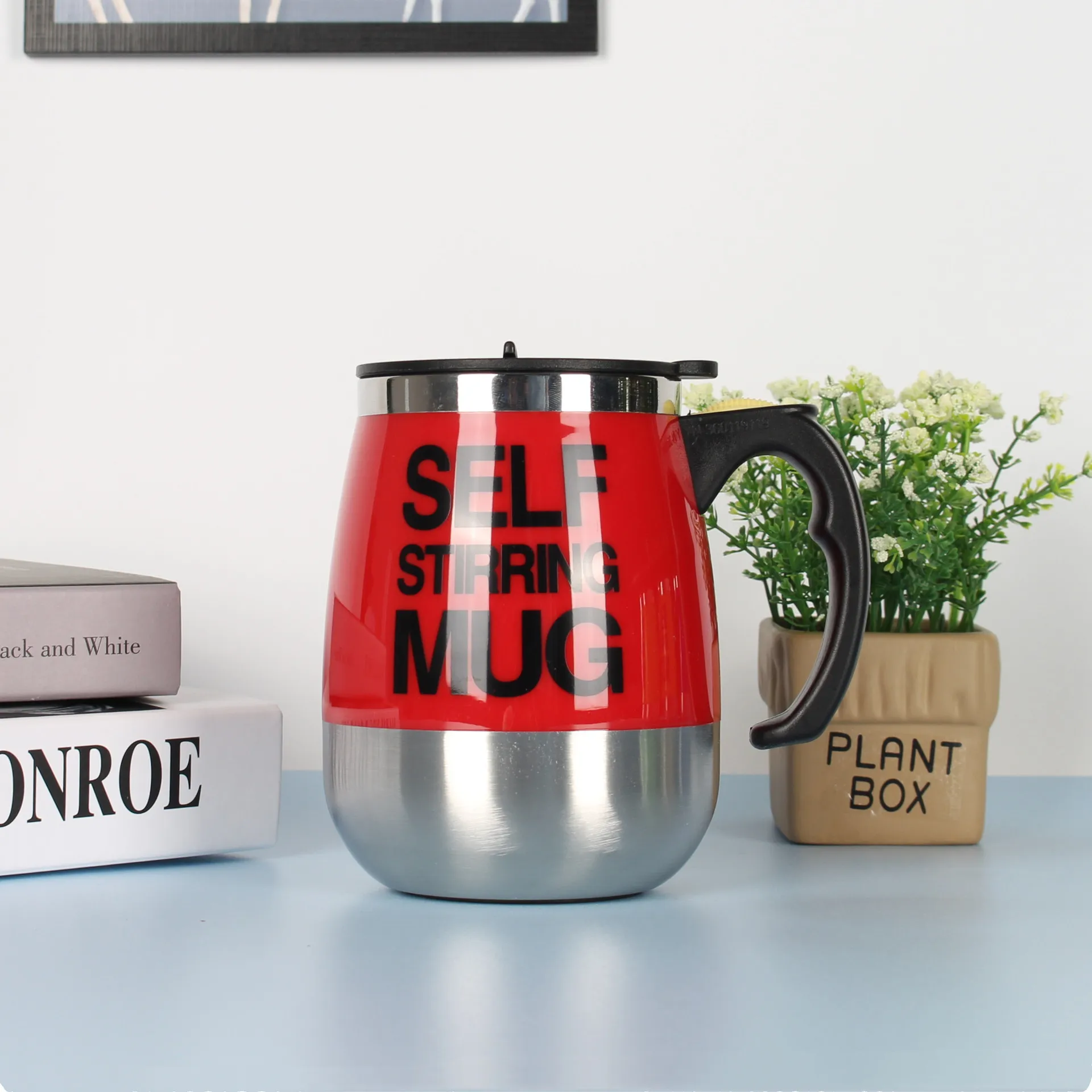 Electric Self Stirring Coffee Mug Cup Stainless Steel Automatic Self Mixing & Spinning Home Office Travel Mixer Milk Whisk Cup – image 9