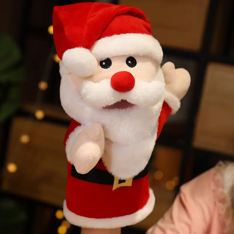 Santa Claus Elk Snowman Plush Hand Puppet Toy