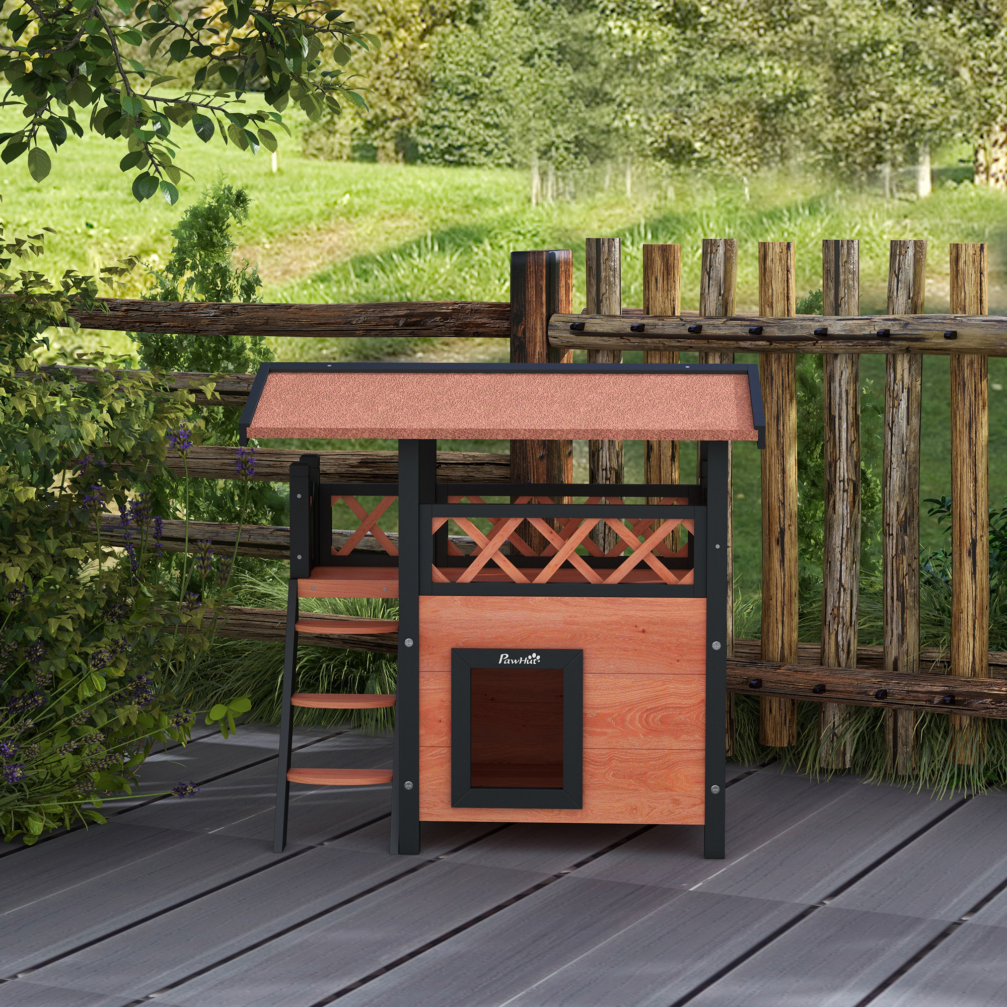 Outdoor Cat House With Balcony, Stairs And Roof, 77 X 50 X 73 Cm — image 5