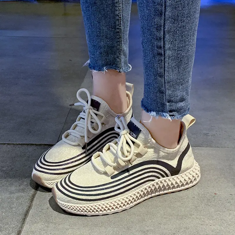 Reflective Color Korean Style Cross Lace Platform Casual Shoes