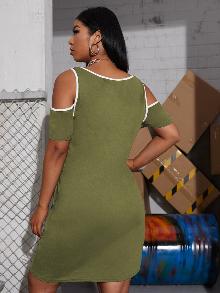 Fashion Cold Shoulder Short Sleeve Dress