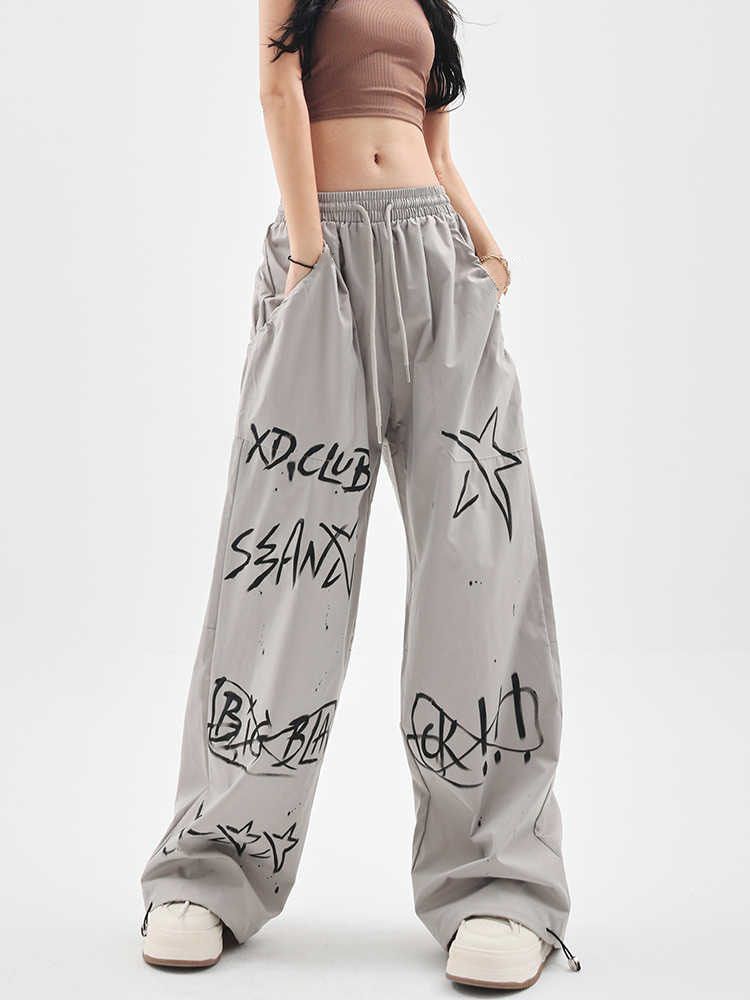 Title 6, Pantaloni Dritti a Gamba Larga Graffiti Casual,...