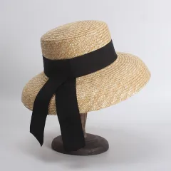 Straw Bell-shaped Elegant Retro Bell-shaped Big Brimmed Hat Sun - Original Color Of Wheat Straw - View 1