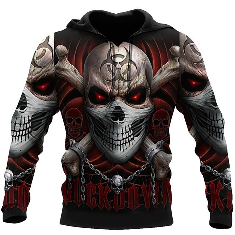 Hoodie Sweatshirt 3D Printed Reaper Skull Angels And Demons Spring Loose Men's And Women's Pullovers