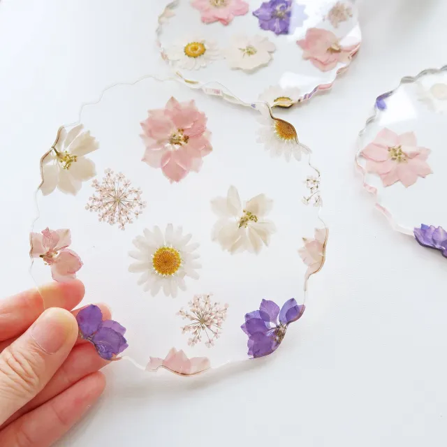 Dried Flower Coaster Acrylic Heat Proof Mat Resin Morris Garden Coaster - Shop at LoveMi