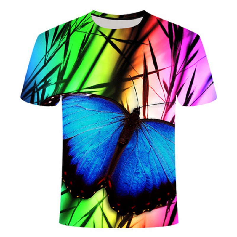 Title 3, Butterfly Womens Blue Printed Short-sleeved T-...