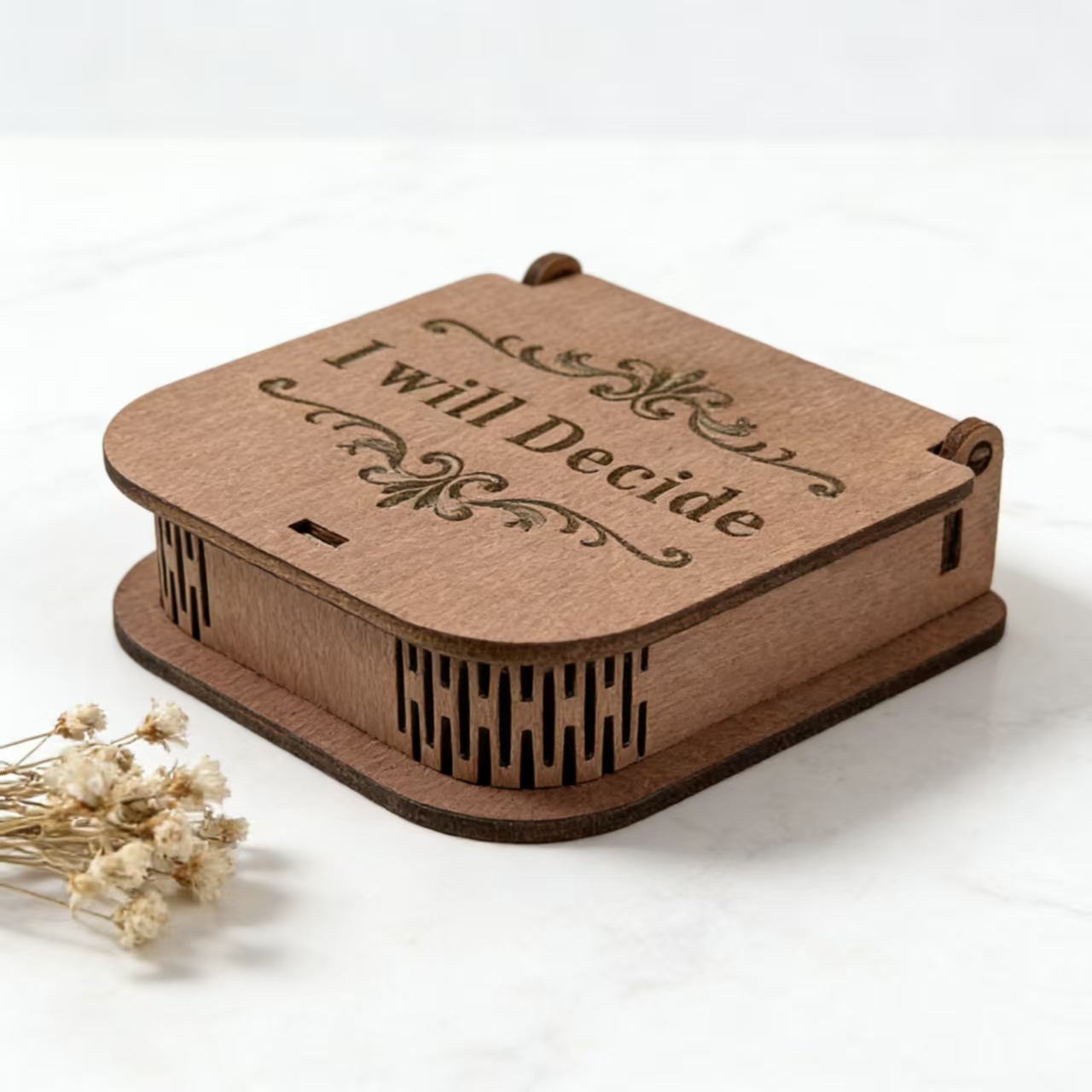 Creative Gift Decision Coin, Retro Square Wooden Decision Maker, Custom Solid Wood Gift Box, Desktop Ornament
