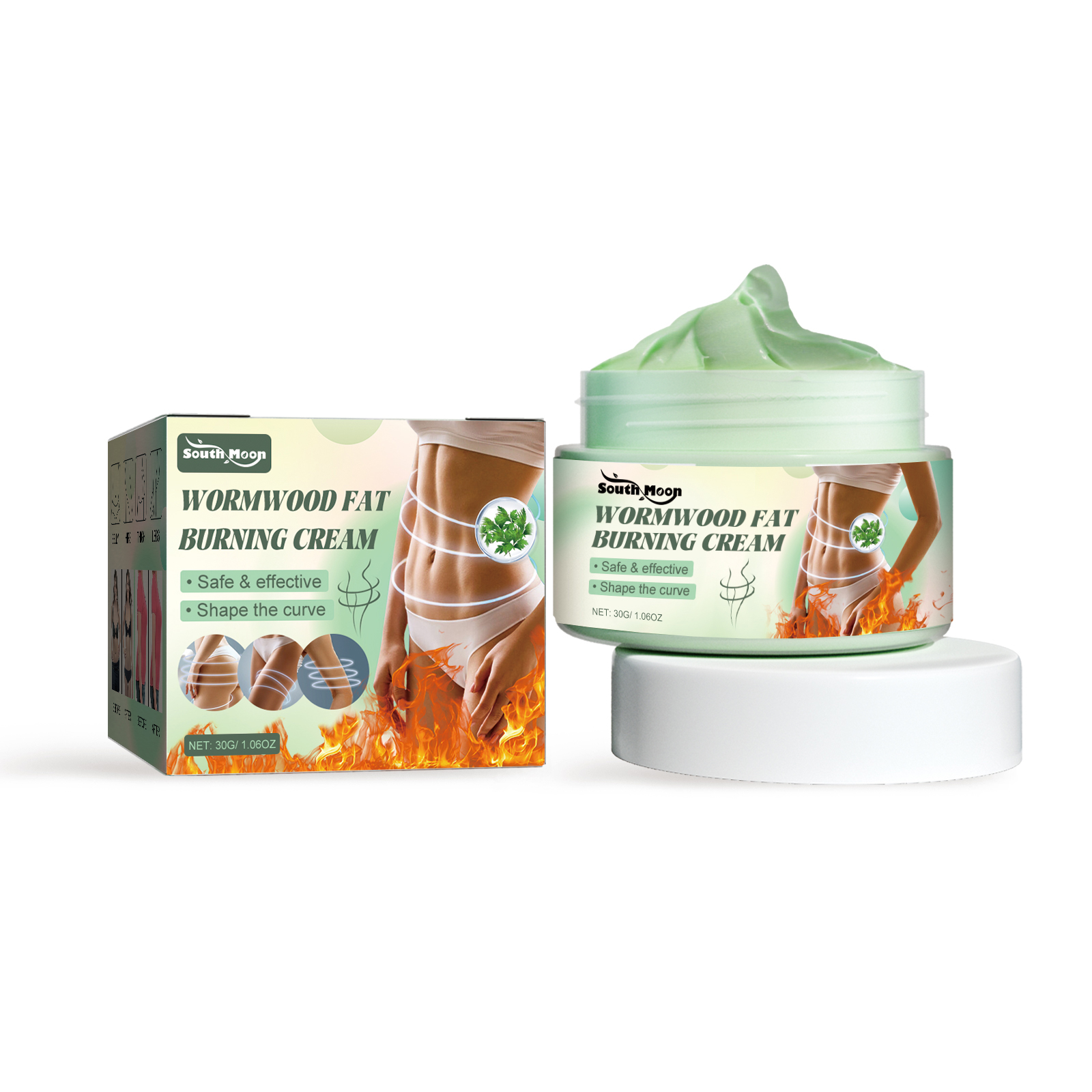 South Moon Wormwood Fat Burning Cream, Massage The Body Skin Belly In Moist Lazy Body Massage Cream