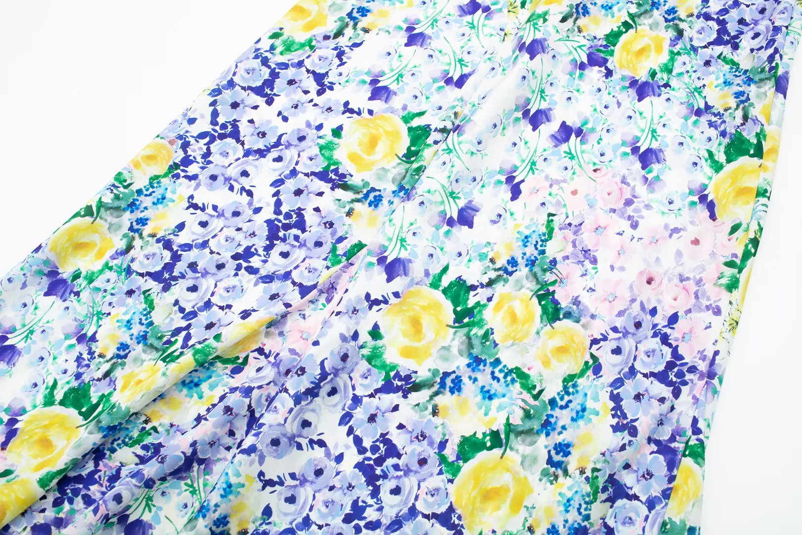 Flower Printed Silk Satin Texture Skirt