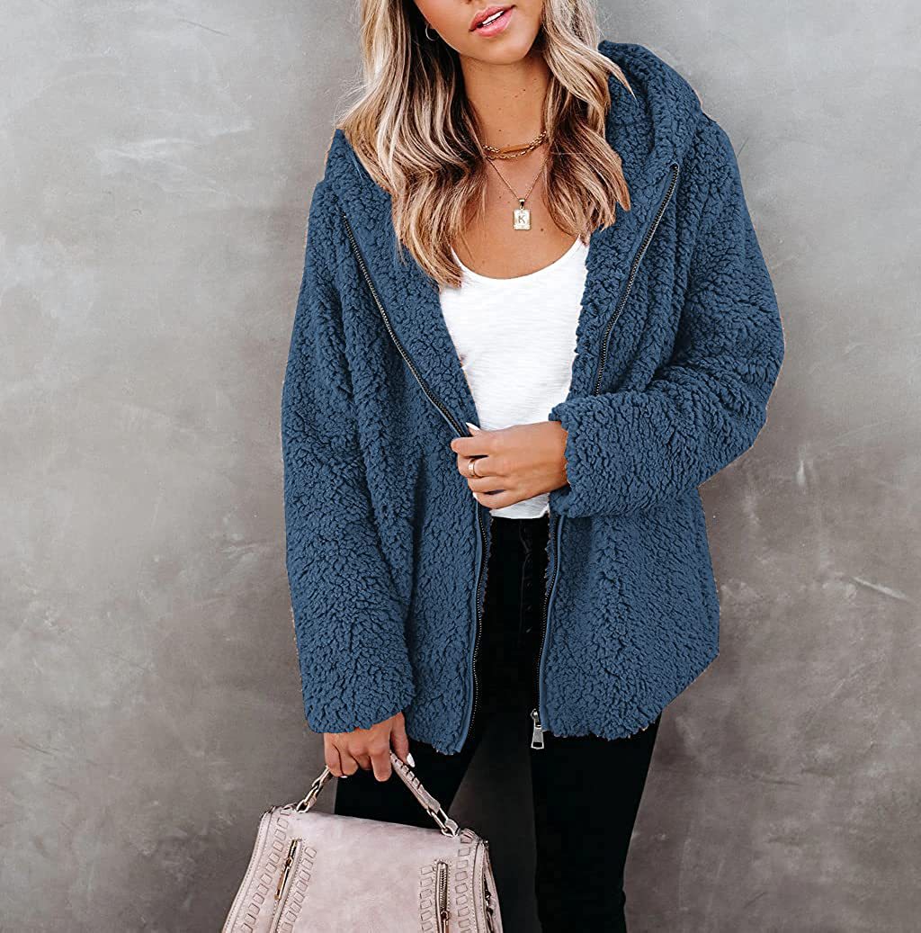 Pure Color Double Faced Fleece Warm Jacket