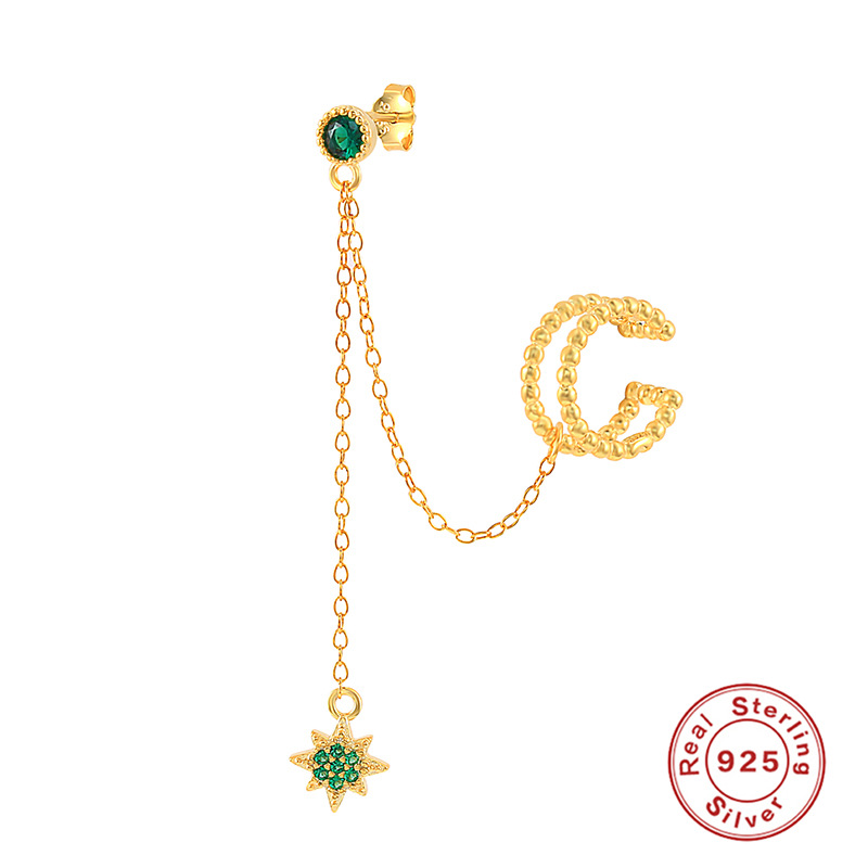 S925 Sterling Silver INS Geometric Crystal Star Pendant Stud Earrings