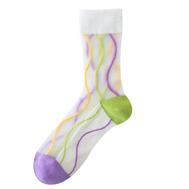 Spring And Summer Glass Silk Crystal Socks Women's Boneless Middle Tube Breathable Flow Bar - Shop at LoveMi