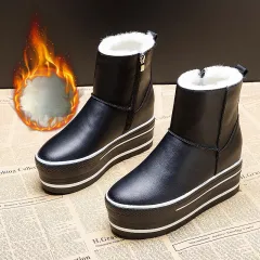 Thickened And Velvet Thick Bottom Warm Snow Women's Martin Boots Are Thin And Fashionable - Black - View 1